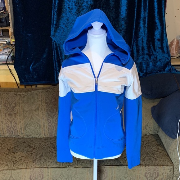 RARE Orage Blue and White Hoodie Sweater ski snowboard Y2K Size Small Skater 90s - Picture 2 of 10